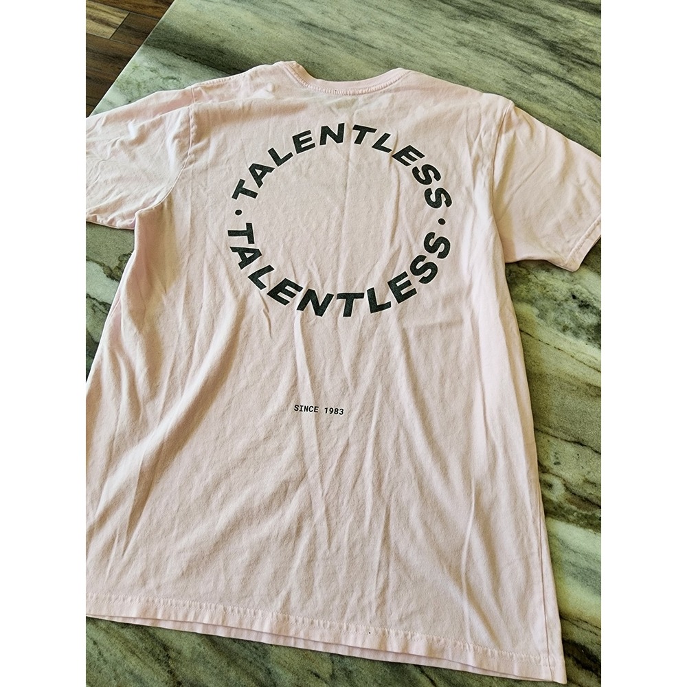 Talentless Mens Large Pink Graphic Logo Short Sleeve Cotton T-Shirt Made‎ in USA